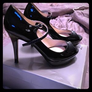 Black patent leather heels