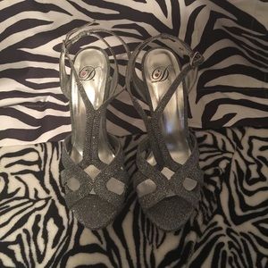 Sliver glitter heels