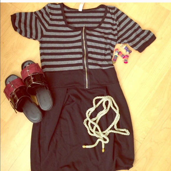 Striped shimmery dress with zipper