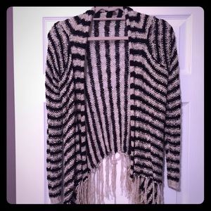 Black and beige striped cardigan