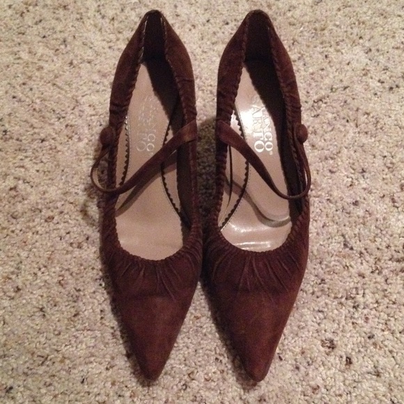 Franco Sarto brown suede Mary Jane heels