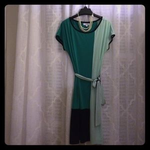 Calvin Klein Dress | Black & Teal Color Block | SM