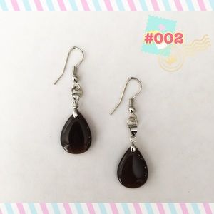 Dark brown elegant water drop earrings #002