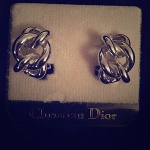 Vintage Christian Dior silver knot earrings