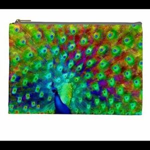 NWT Peacock Zippered Pouch Bag