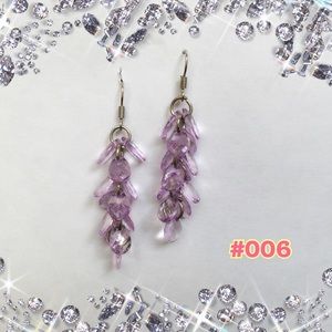 Drape earrings- clear purple #006