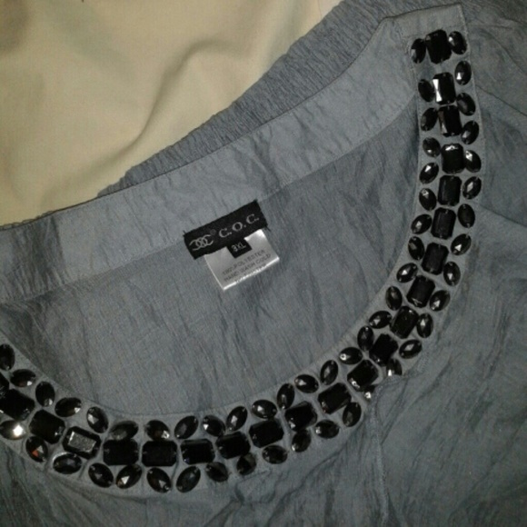 C.O.C Ruffled Sleeveless Top*Gray*NWOT - Picture 3 of 4