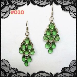 Dangle drape earrings- clear green #010