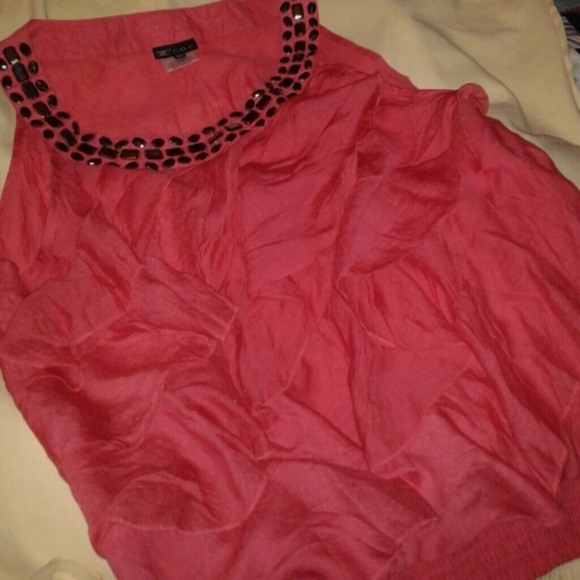 C.O.C Ruffled Sleeveless Top *Coral* NWOT - Picture 2 of 4