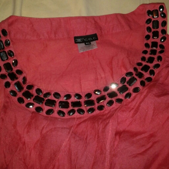 C.O.C Ruffled Sleeveless Top *Coral* NWOT - Picture 3 of 4