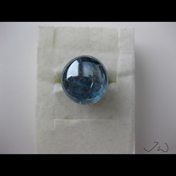 Ocean blue glass bronze ring