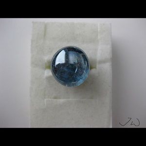 Ocean blue glass bronze ring
