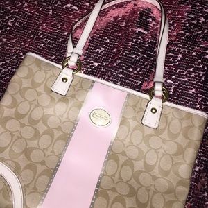 Tan and Blush Pink Coach Purse