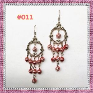 Dangle drape earrings red #011
