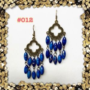 Drape earrings- royal blue & gold #012