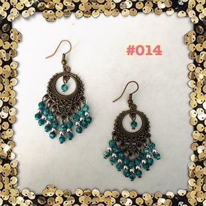 Drape earrings- gold & green #014