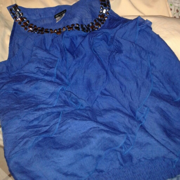 C.O.C Ruffled Sleeveless Top*Cobalt*NWOT - Picture 2 of 4
