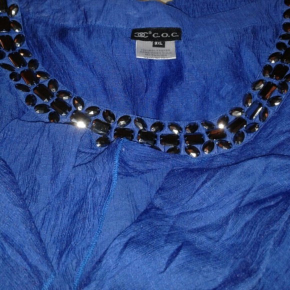 C.O.C Ruffled Sleeveless Top*Cobalt*NWOT - Picture 3 of 4