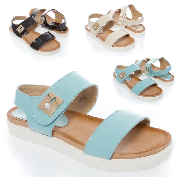 Open Toe Mary Jane White Lug Sole Flatform Sandal - Picture 2 of 4