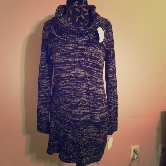 AB studio black and gray loose knit sweater dress - Picture 1 of 4