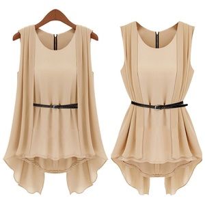 Nude pleated layer tank