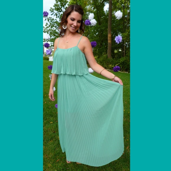 High-low Sea Foam Green/Blue Dress - Picture 1 of 2