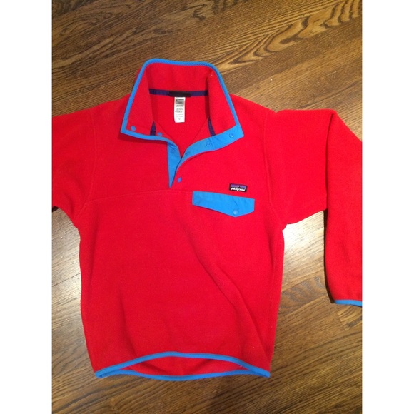 Red and blue Patagonia synchilla pullover