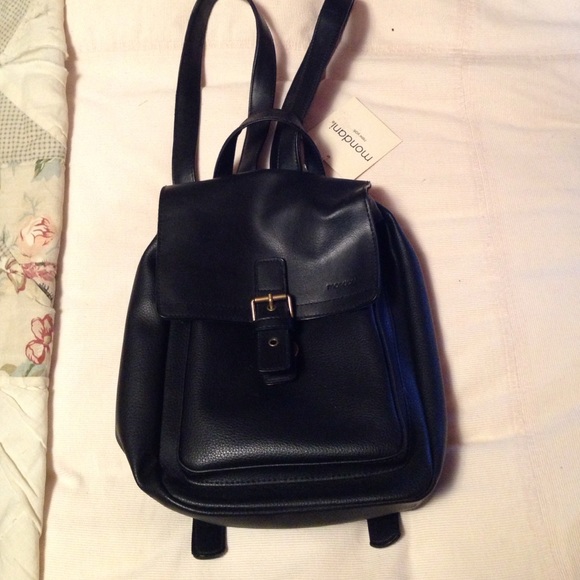 NWT Mondani Black Faux Leather Backpack