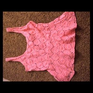 Floral lace pink tank
