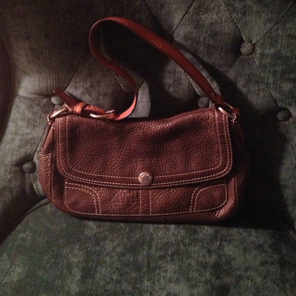 Brown leather Coach purse, shoulder leather strap
