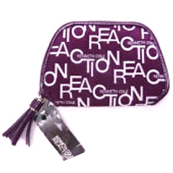 NWT $48 KENNETH COLE REACTION Embroidered Logo Compact Wallet PURPLE Tassel Zip - Picture 4 of 5