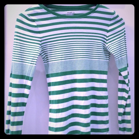 Old Navy Green Striped Cotton Shirt, Size Small