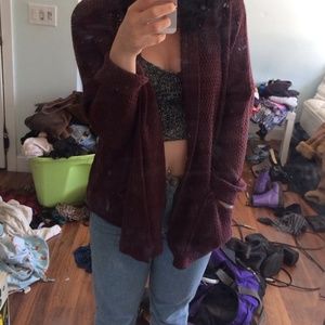 Burgundy purple knit BDG cardigan