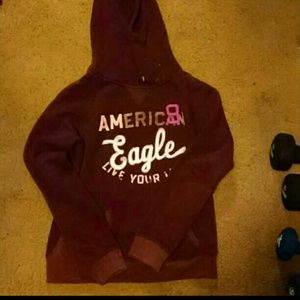 Burgundy american eagle hoodie