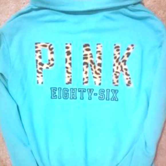 Turquoise VS PINK Half zip w/ Cheetah Writing 💕💋