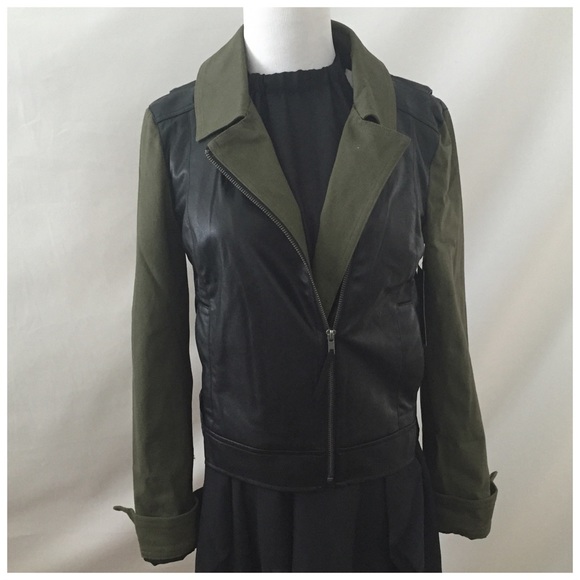 Ella Moss Mixed Media Moto Jacket S, M - Picture 3 of 4