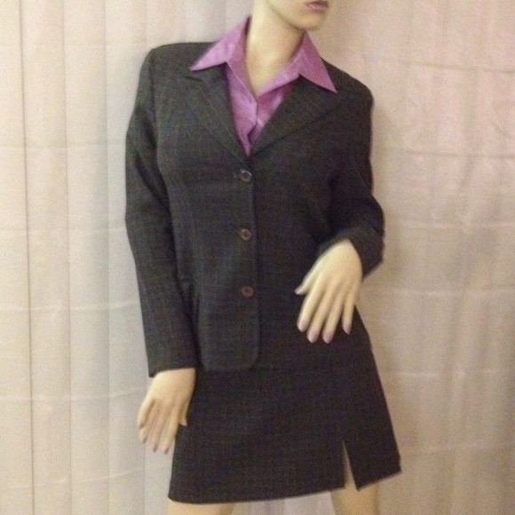 Army green suit jacket with lavender check print - Picture 2 of 2