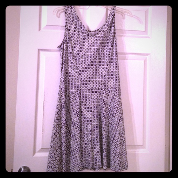 Black white printed dress /racer back maxi dress