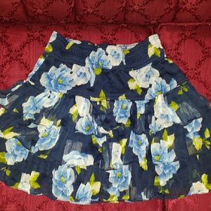 Navy blue floral mini skirt