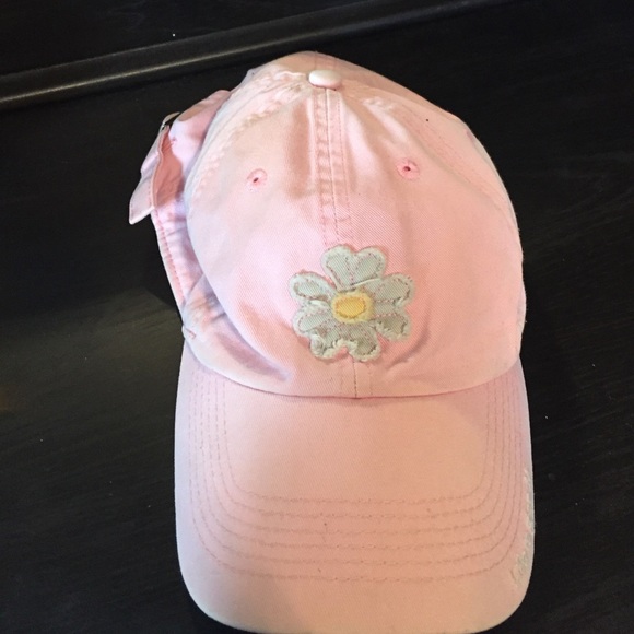 Pale pink life is good hat