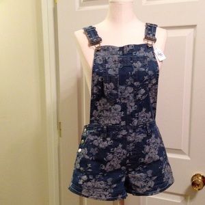 Forever 21 Floral Overall Shorts