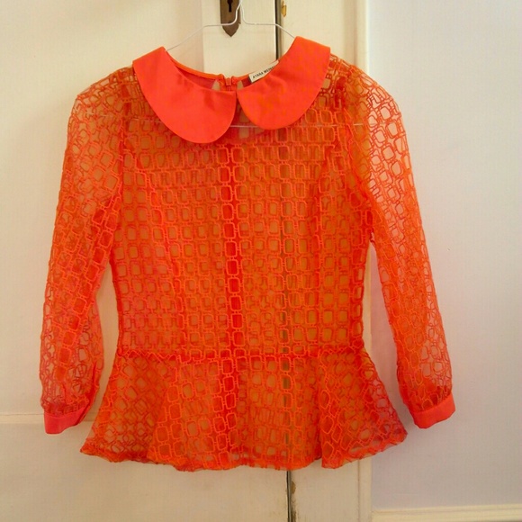 HP🎉 anthropologie Gracia Orange Peplum Shirt xs