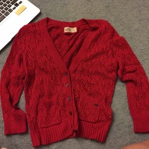 Red Cable Knit Sweater / cardigan