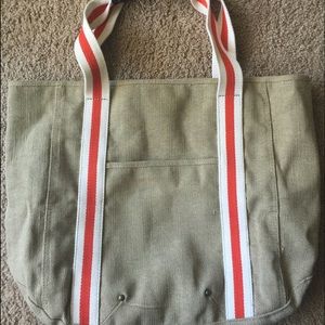 Gap tote: jute and orange&white striped handles