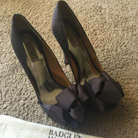 Chocolate brown satin Bradley Mischka shoes