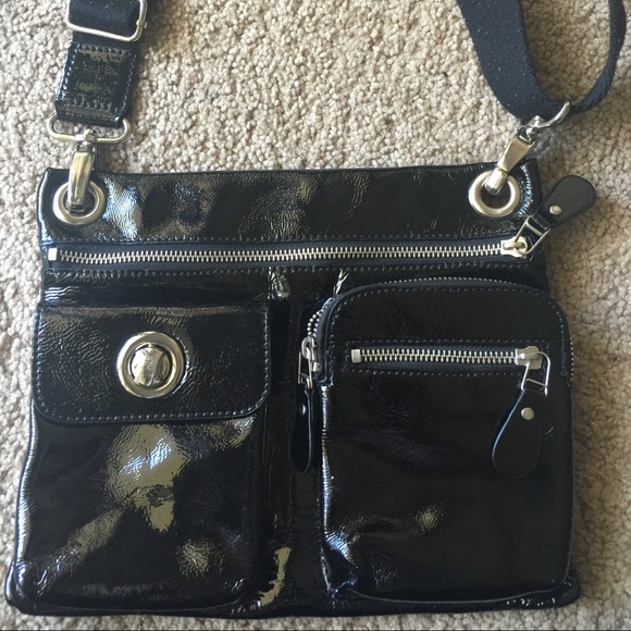 Black leather cross body bag