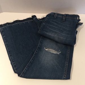 Textile frayed bottom boot cut jeans size 28