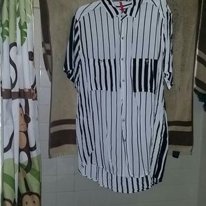 Black and white stripe blouse