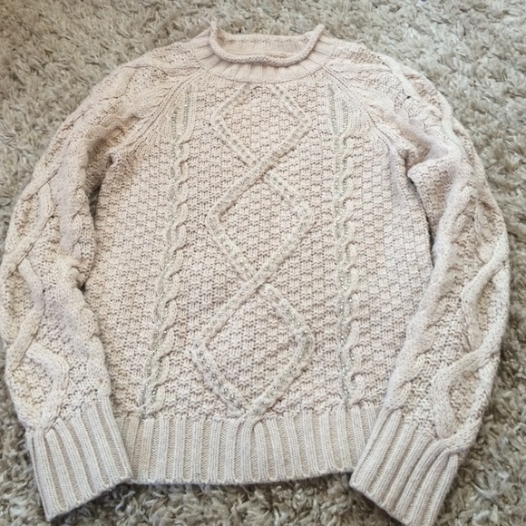 J. Crew Beaded Cable Knit Sweater size S