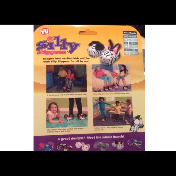 🎄🎄Silly Slippeez  Zany Zebra Child size XL (4-6) - Picture 2 of 3